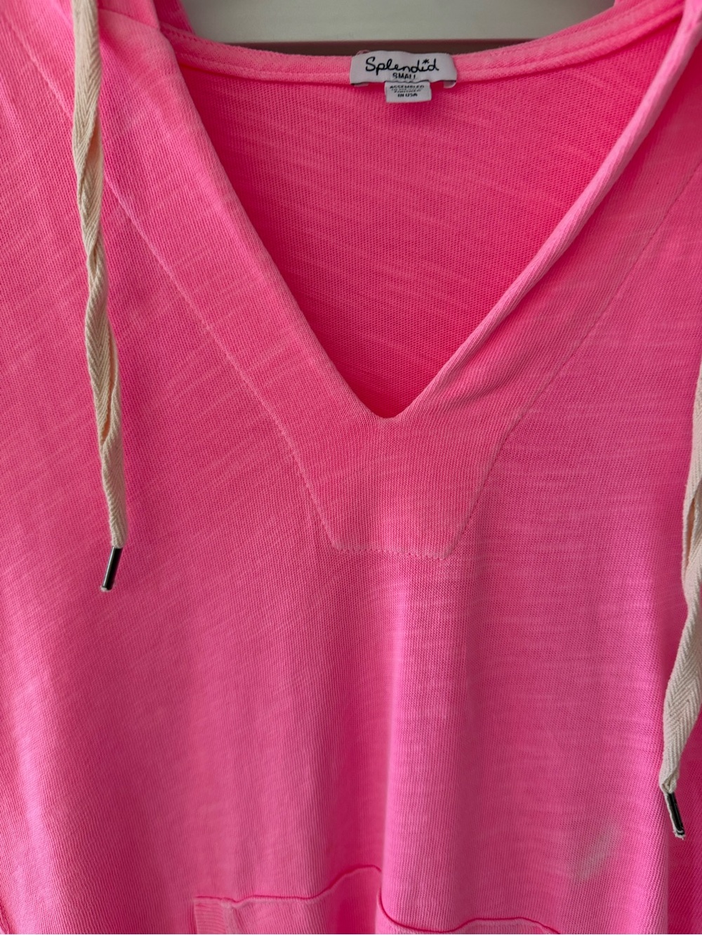 Splendid Neon Pink Hooded Short-Sleeve Sweatshirt - Picture 2 of 7